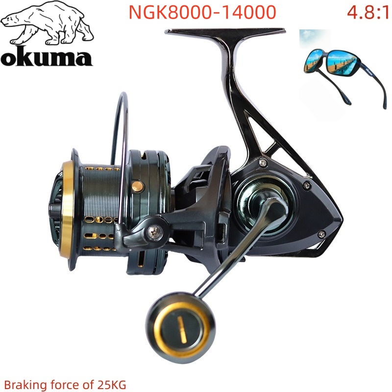 Daiwa Reel Bg - OKUMA 釣り用リール 8000-14000 メタル製 遠投用リール ガイドロッド構造