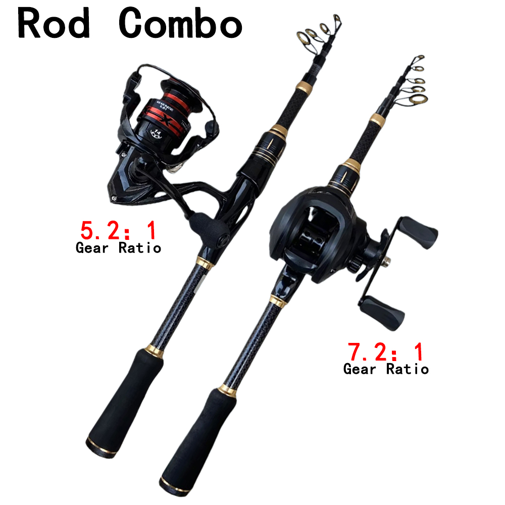 Fishing Rod Combo - 伸縮式ベイトキャスティング釣り竿リールセット 1.8m-2.1m ルアーWT.3-25g 高品質アウトドア釣りコンボ 海水/淡水用