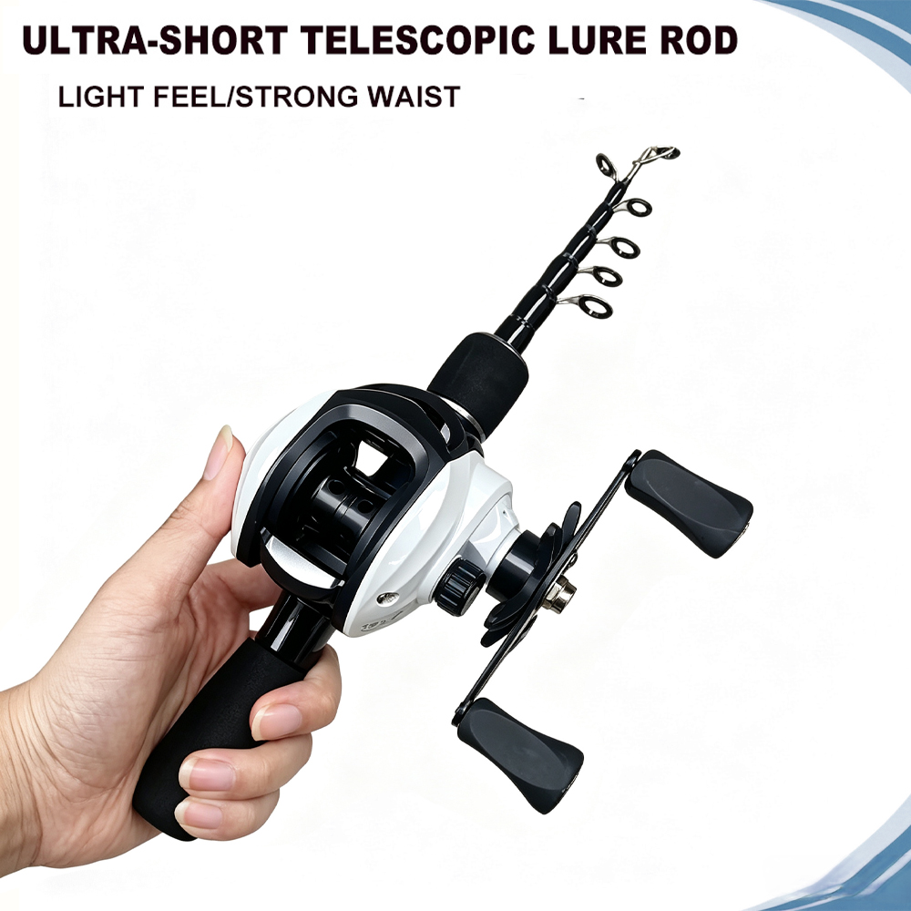 Fishing Rod Combo - 1.5/1.8m 超軽量65g 伸縮式釣り竿とリールのセット。快適なEVA製グリップ。ギア比7.2:1。初心者向けの釣り人向けリールキット。