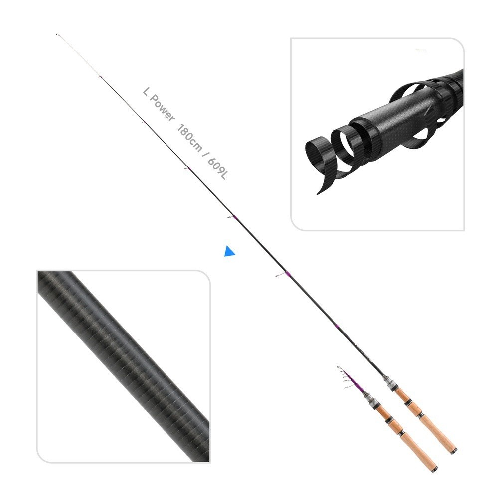 Fishing Rod Carbon Fiber - 1.8 メートル BFS 専用 L アクション釣り竿チタンチップカーボンファイバー天然木ハンドルジョイントデザイン